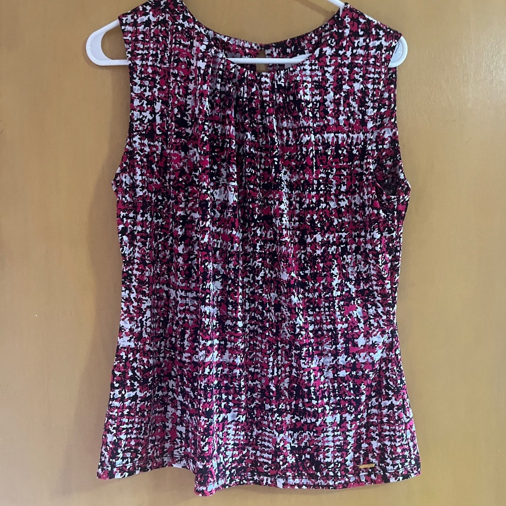 Calvin Klein Pink and Black Sleeveless Blouse